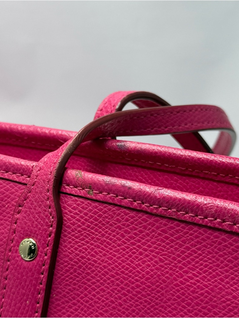 Coach Hot Pink Leather Tote with Gold Logo - Picture 4 of 15